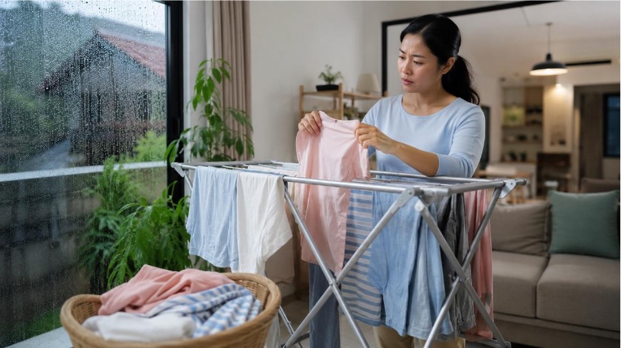 Jemur di Dalam Rumah Saat Hujan? Ini Bahayanya yang Jarang Disadari — dan Cara Agar Baju Tetap Wangi Meski Tak Kena Matahari!
